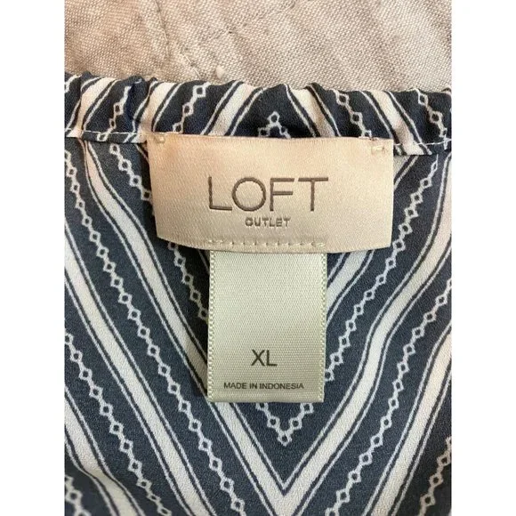 LOFT Outlet Blue White Striped Strappy Top Size XL - Picture 4 of 5